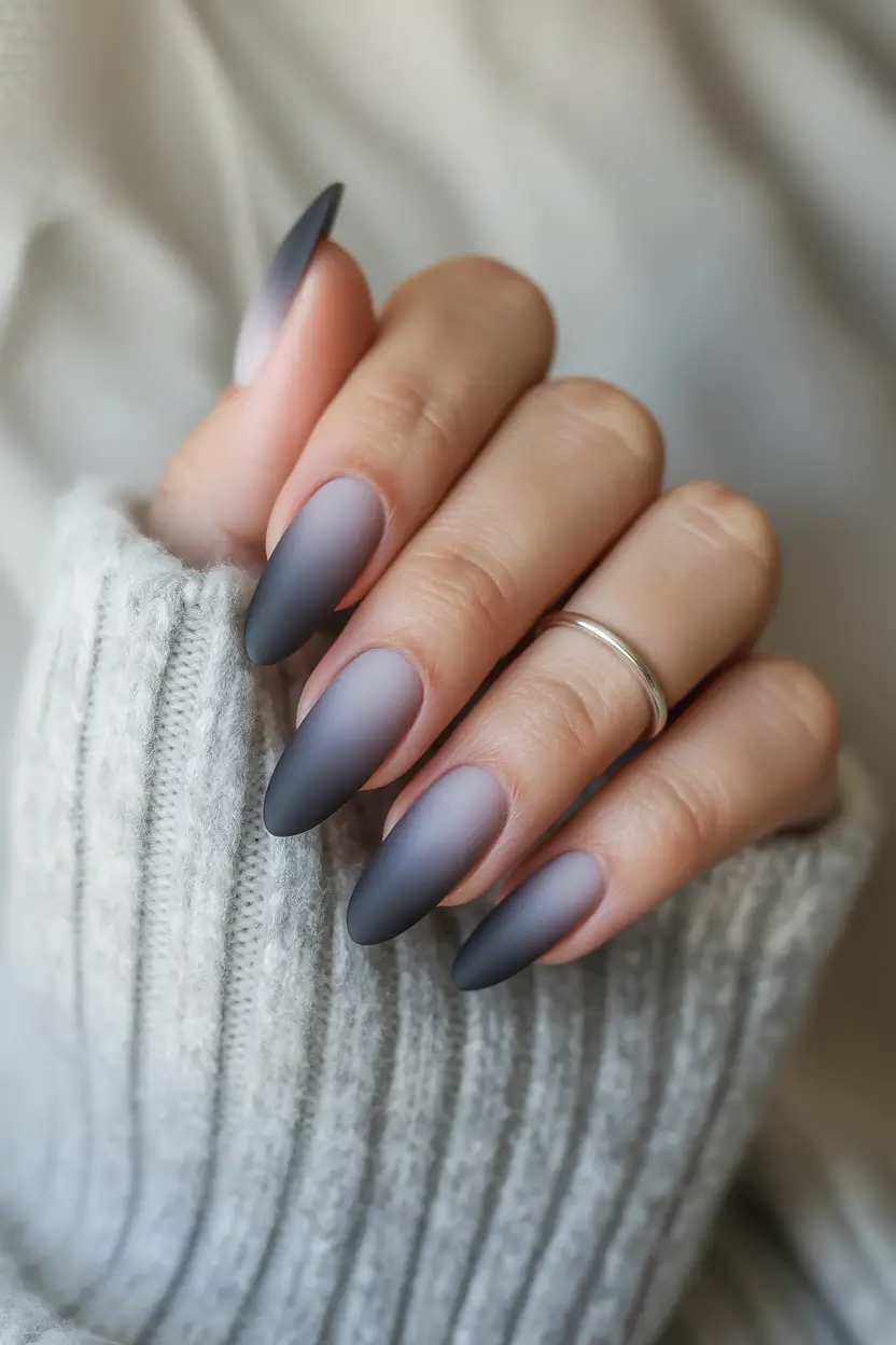 Best Winter Nail Colors Charcoal Ombre Fade