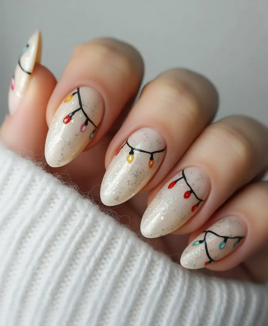 Best Winter Nail Colors Festive String Lights