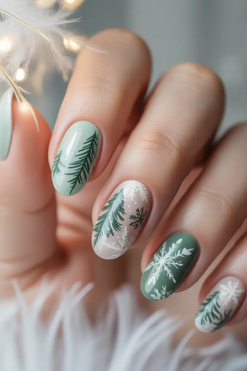 Best Winter Nail Colors Evergreen Snowflakes