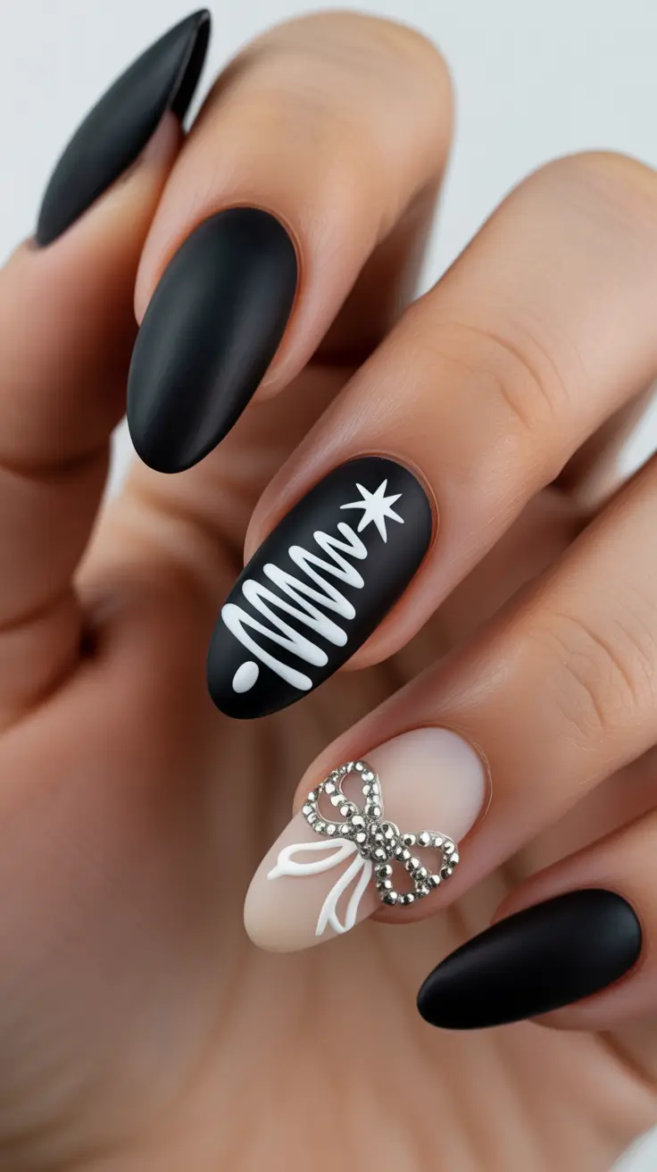 black christmas nails Velvet Midnight Magic