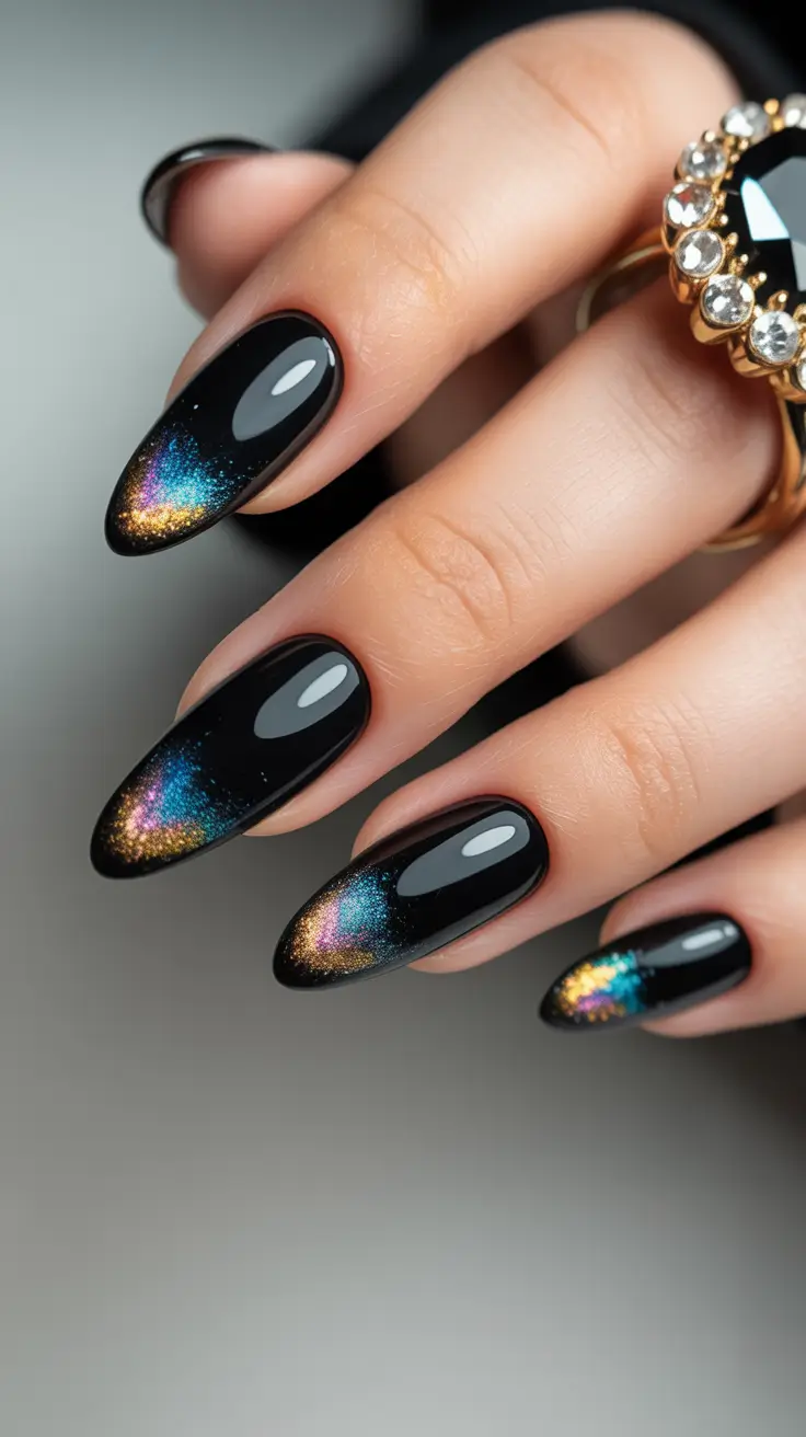 black christmas nails Aurora Glow Tips