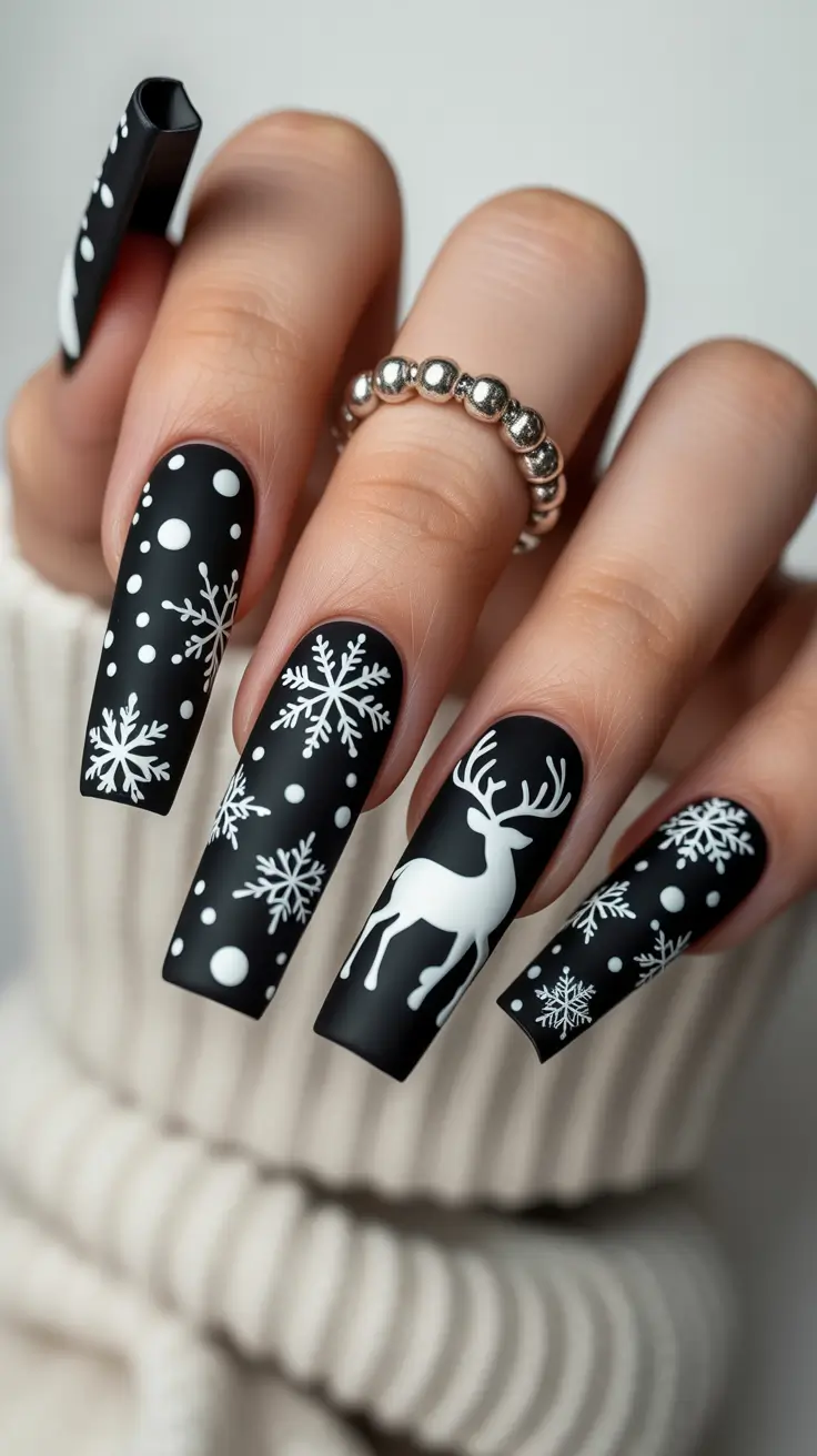 black christmas nails Reindeer Frost Fantasy