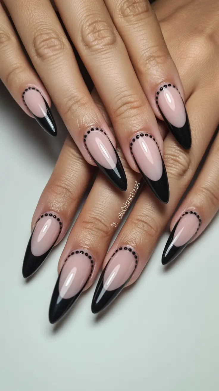 black christmas nails Midnight Minimal French