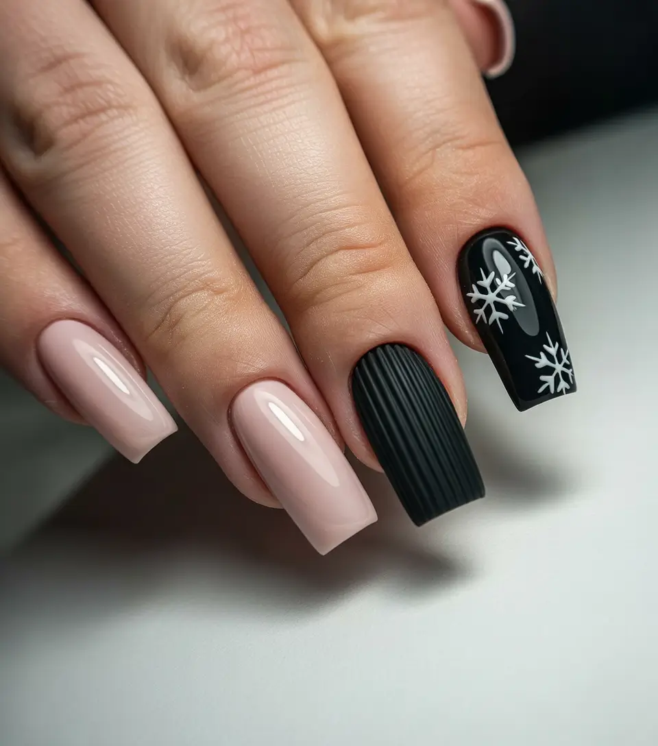 black christmas nails Matte Texture Mix