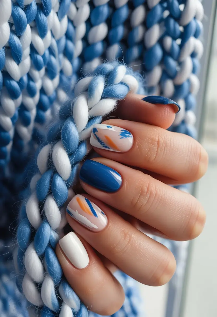 blue christmas nails Blue Sweater Strokes