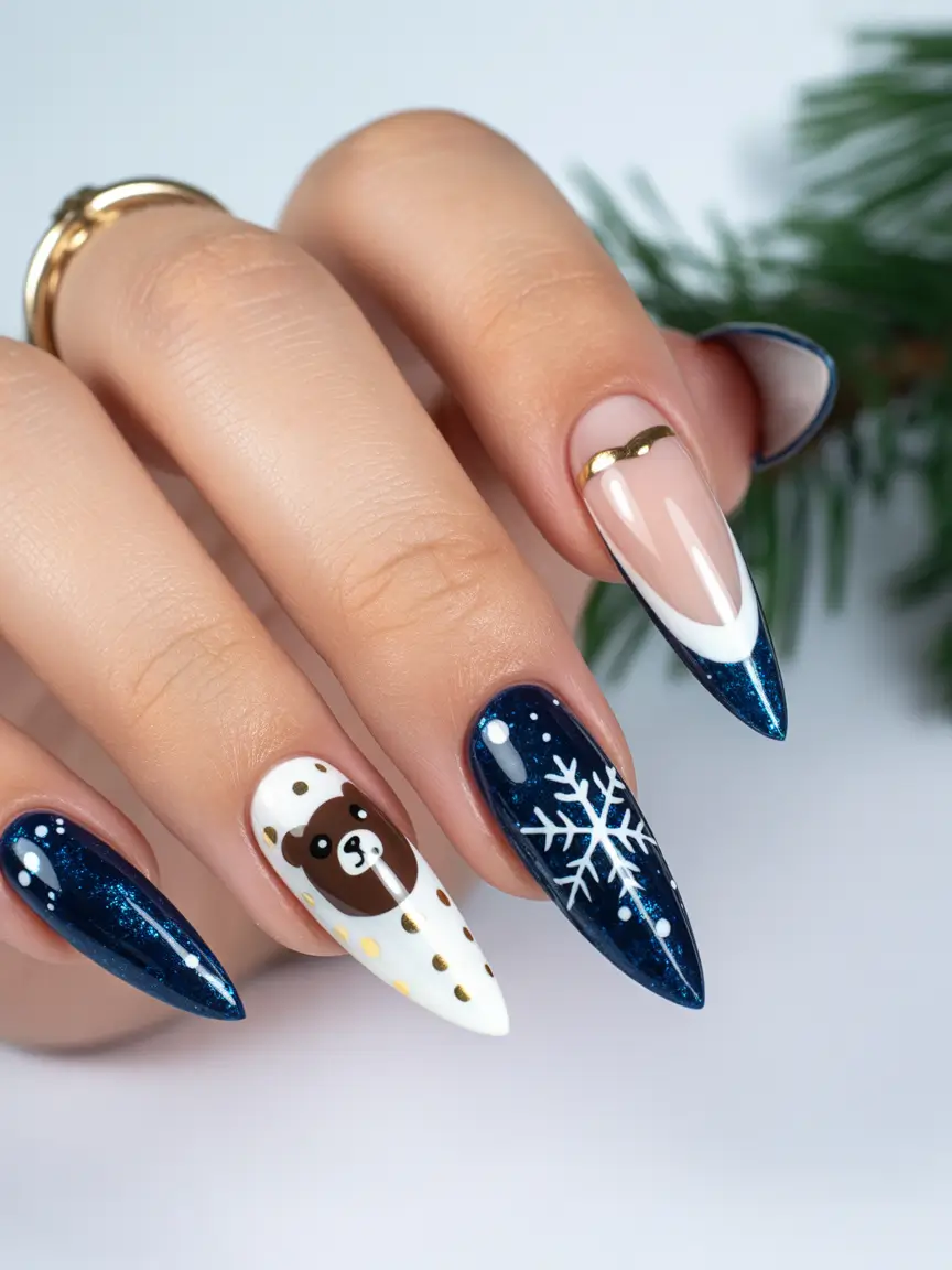 blue christmas nails Polar Bear Party