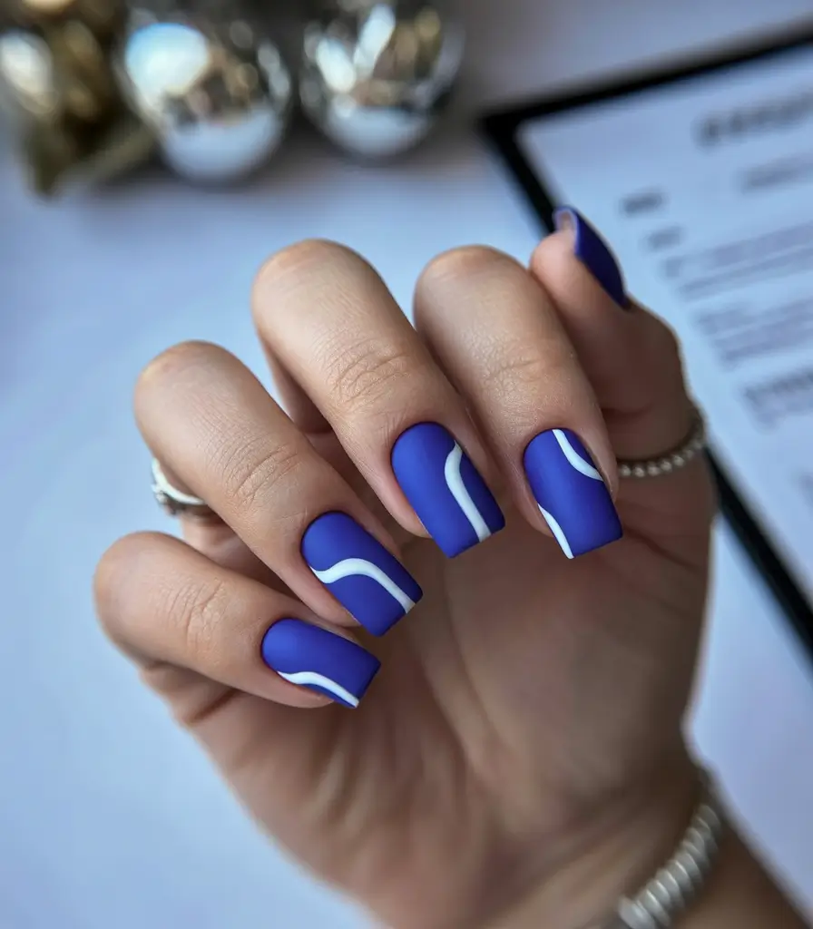blue christmas nails Matte Arctic Waves