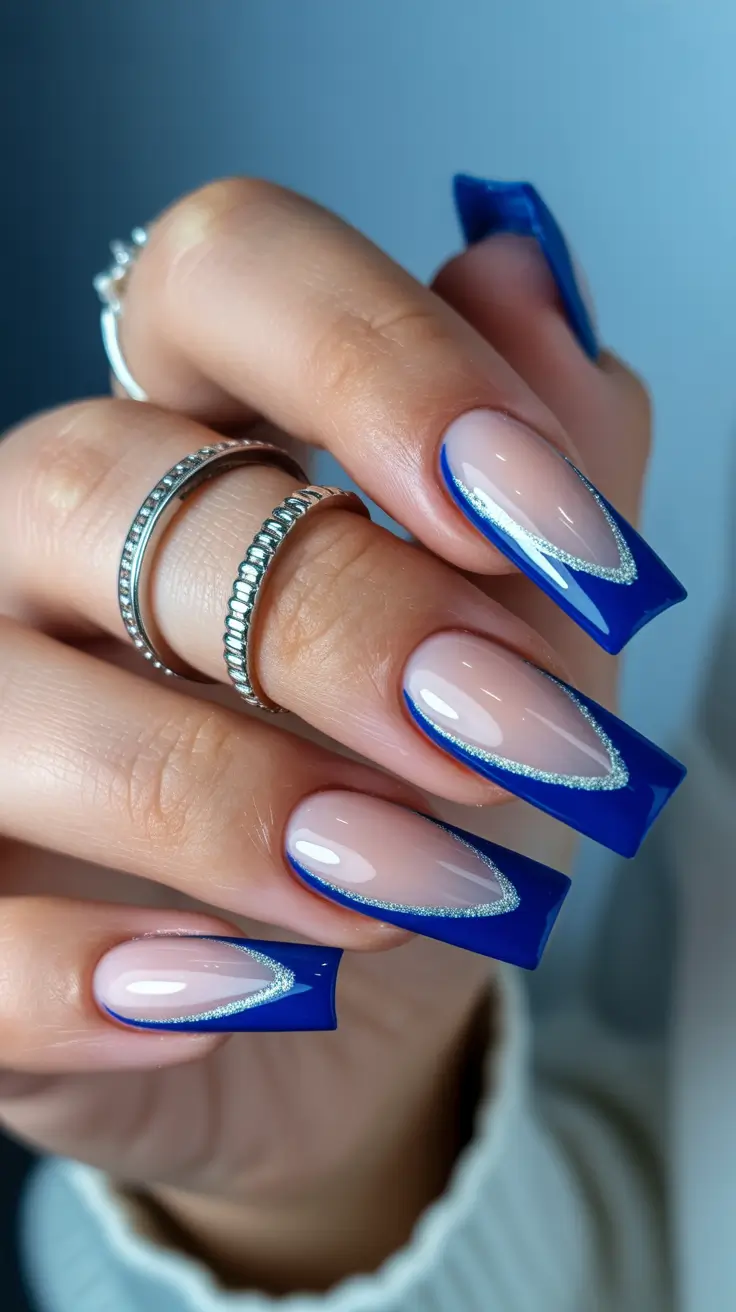 blue christmas nails Blue Crystal Tips