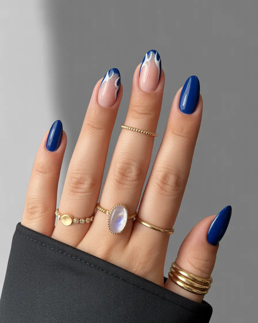 blue christmas nails Frozen Flame Tips