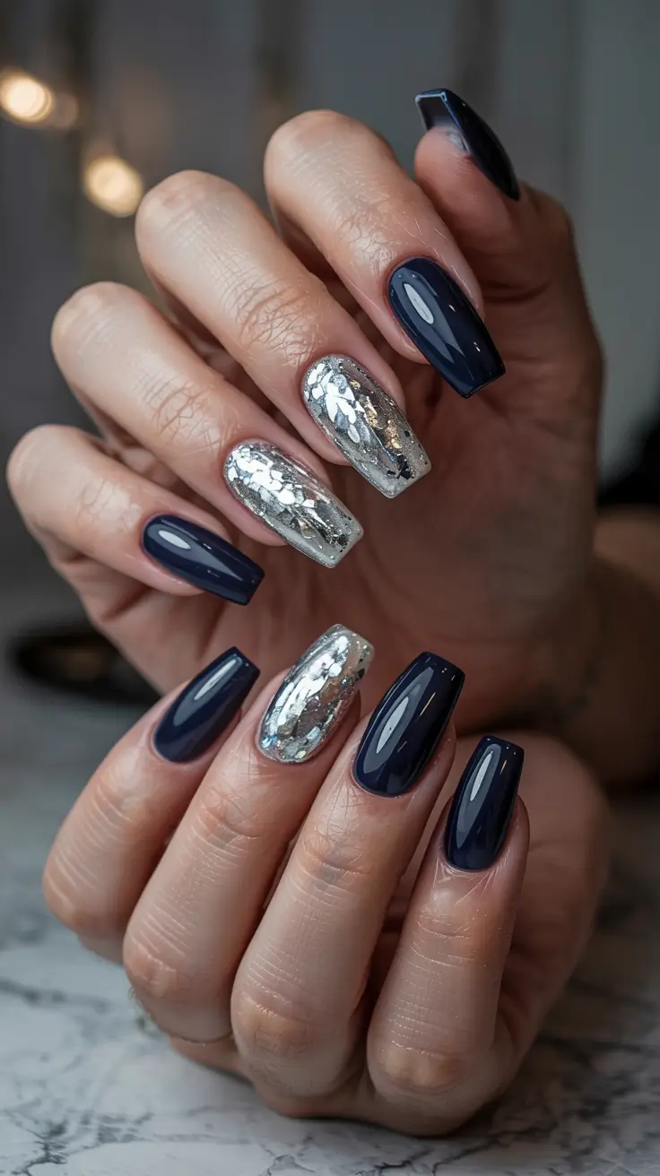 blue christmas nails Midnight Ice Drama