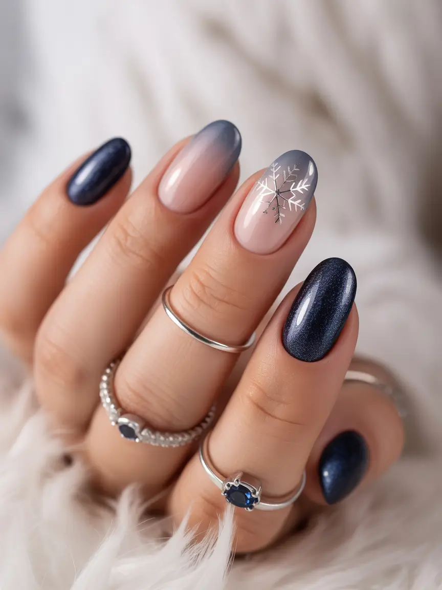 blue christmas nails Midnight Gradient Glow