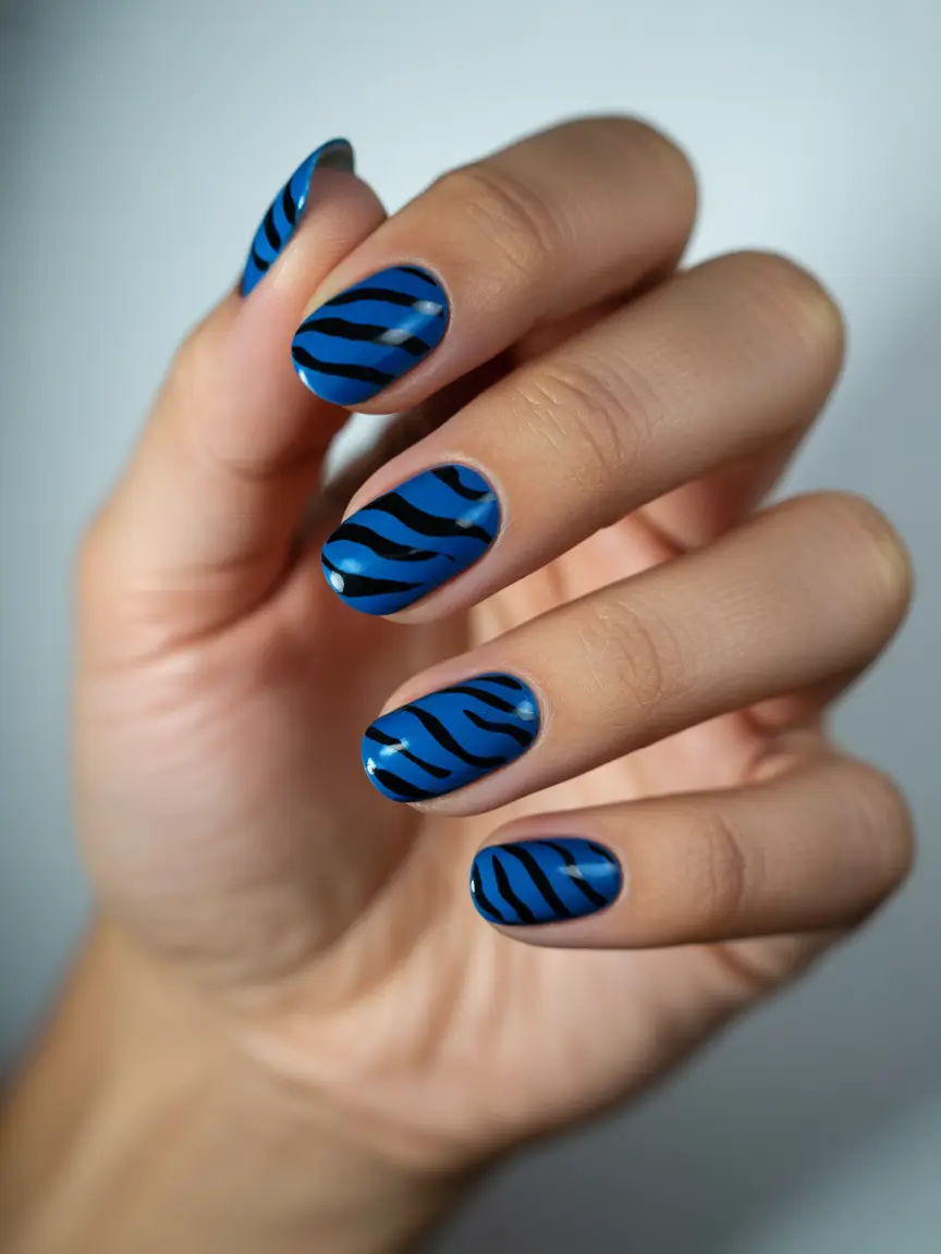 blue winter nails blue zebra pulse