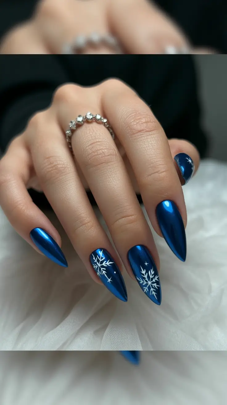 blue winter nails royal ice reflections