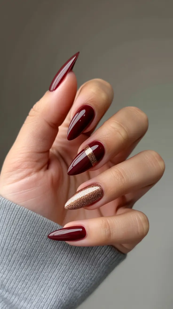 Burgundy Nail Colors for Winter Gilded Garnet Shine