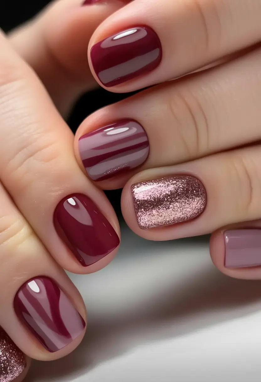 Burgundy Nail Colors for Winter Rosewood Spark & Shine