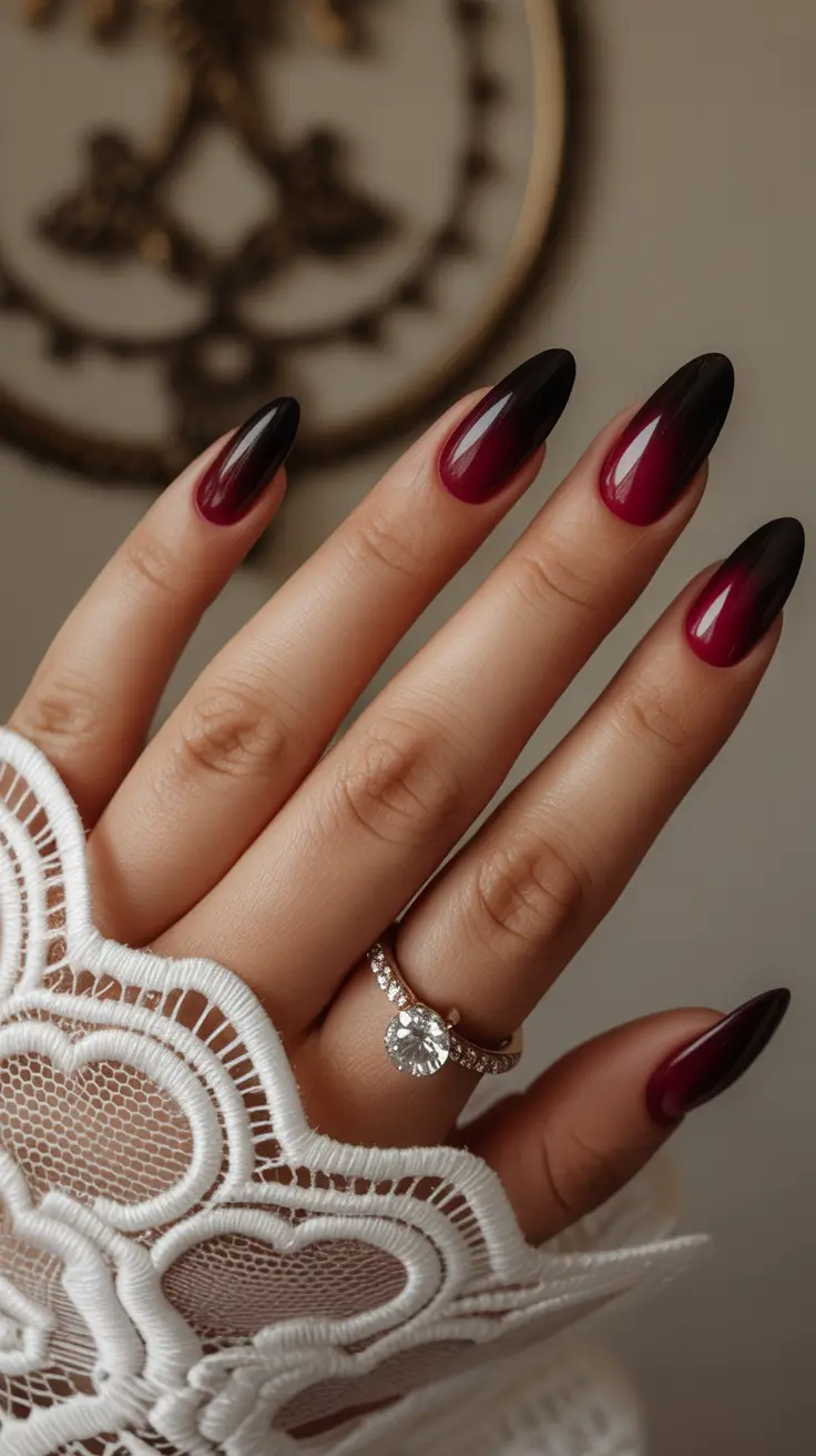 Burgundy Nail Colors for Winter Crimson Ombre Allure