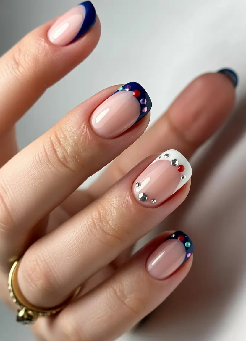 christmas french nails Classic French with a Festive Twist