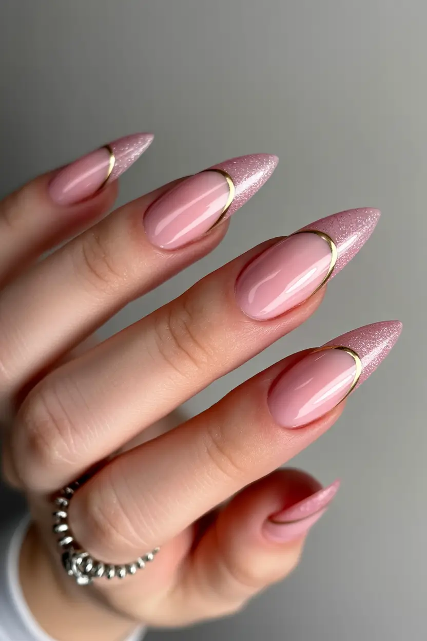 christmas french nails Frosted Pink Luxe