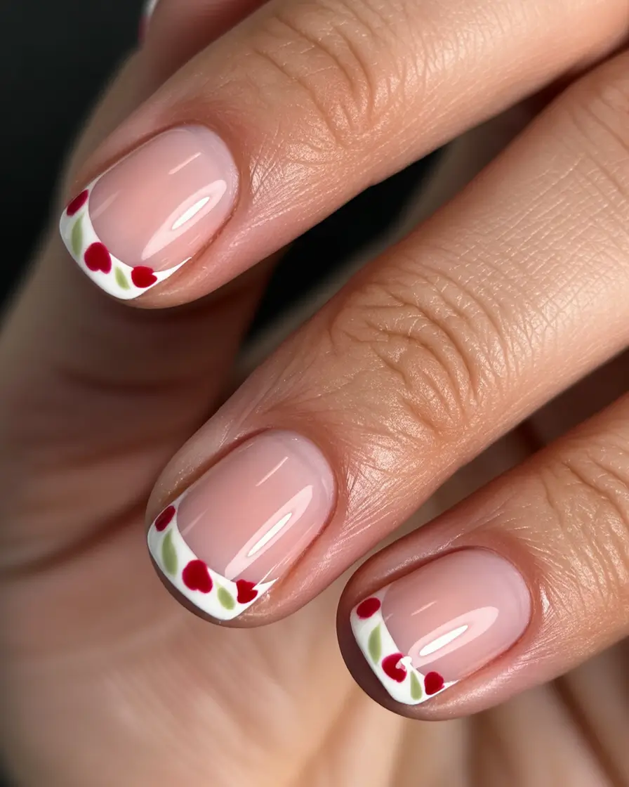 christmas french nails Charming Holly French