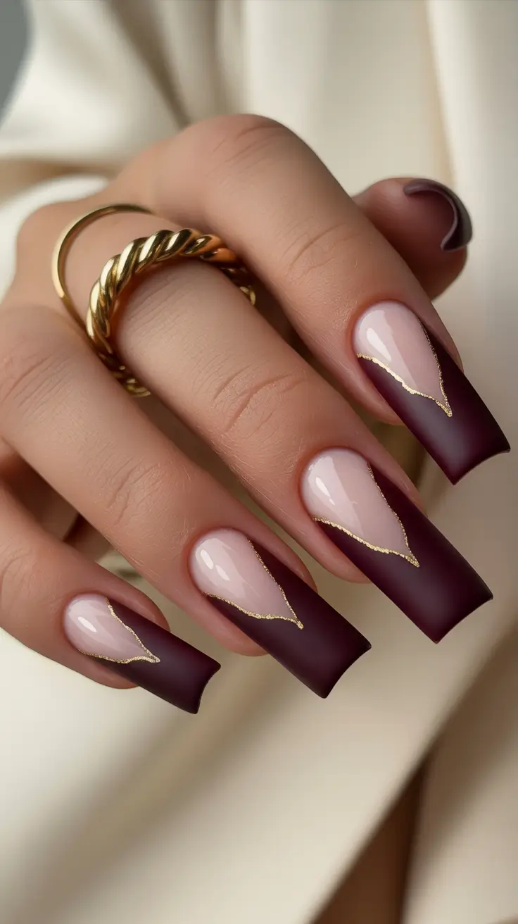 christmas french nails Velvet Burgundy Luxe