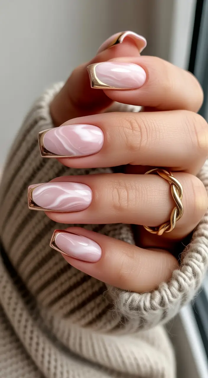 christmas french nails Golden Frame Perfection
