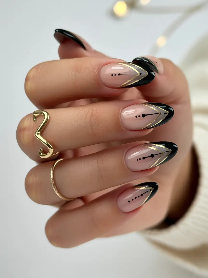christmas french nails Midnight Noir Luxe