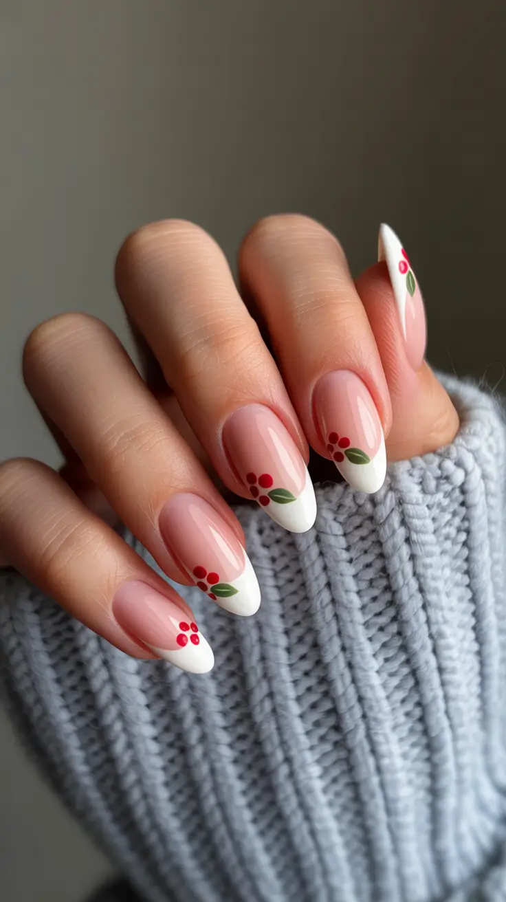 christmas french nails Delicate Berry French