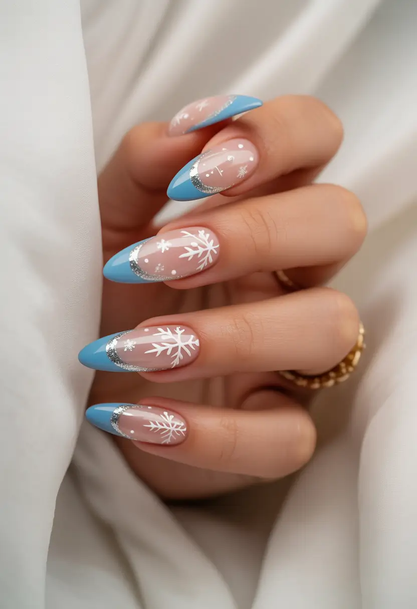 christmas french nails Snowflake Dream