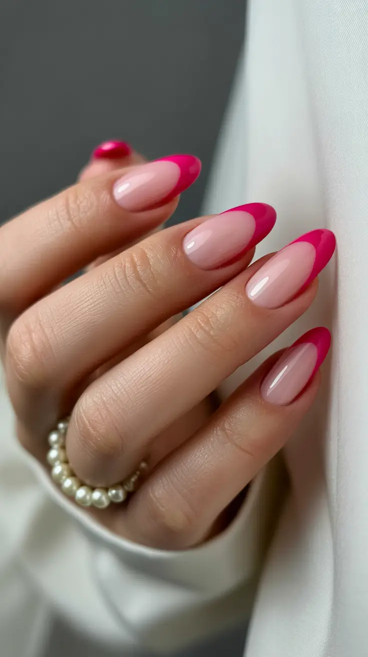 christmas french nails Hot Pink French Magic