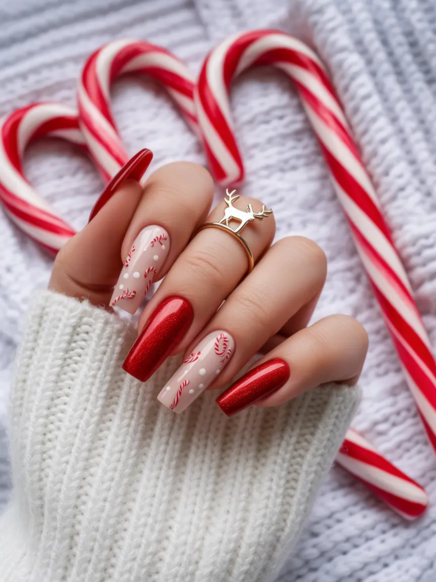 christmas gel nails Candy Cane Crush