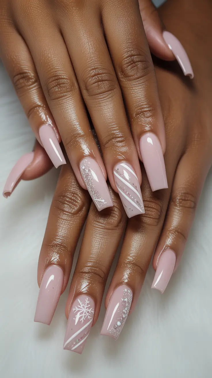 christmas gel nails Frosted Pink Whispers