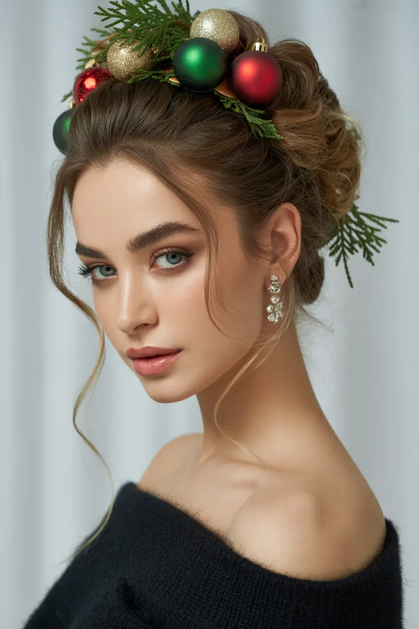 christmas hairstyles Golden Bauble Elegance
