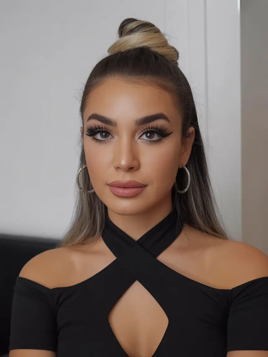 christmas hairstyles Half Top Knot Glam