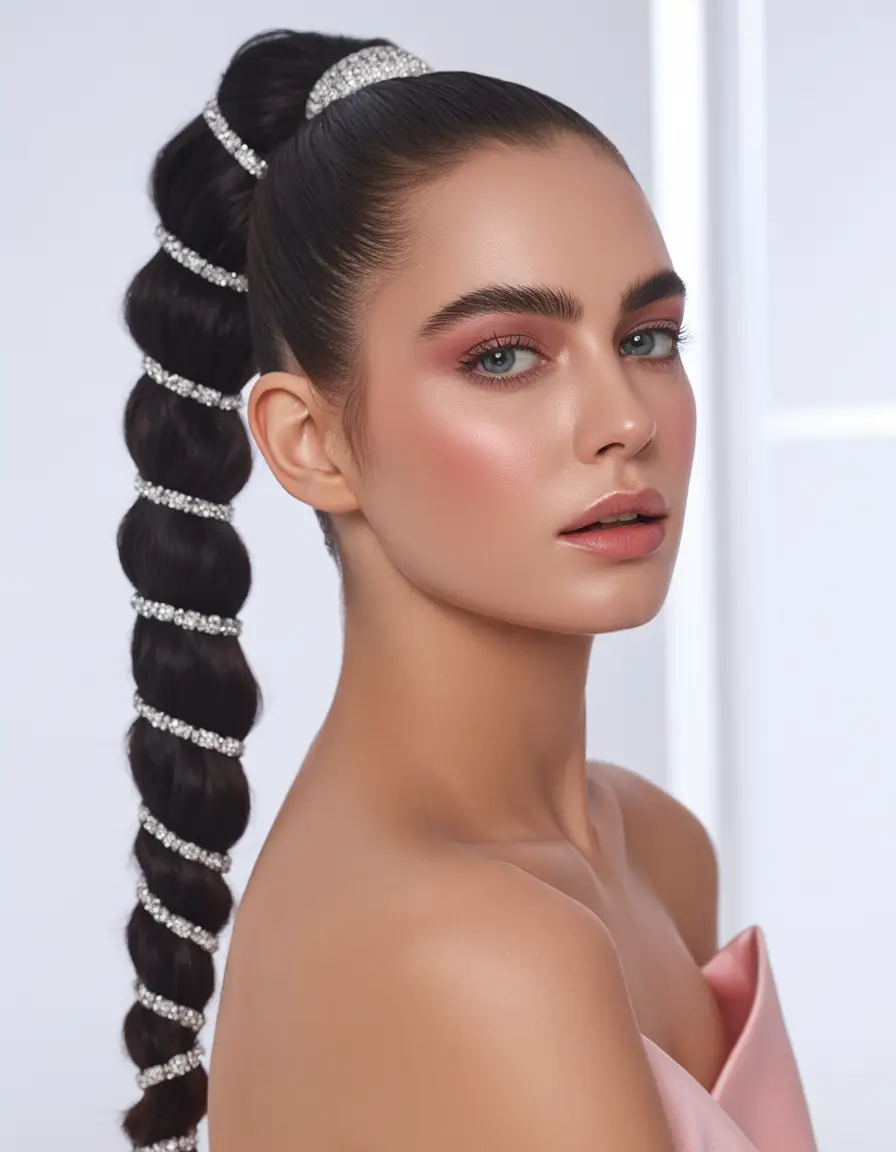 christmas hairstyles Diamond Rope Ponytail
