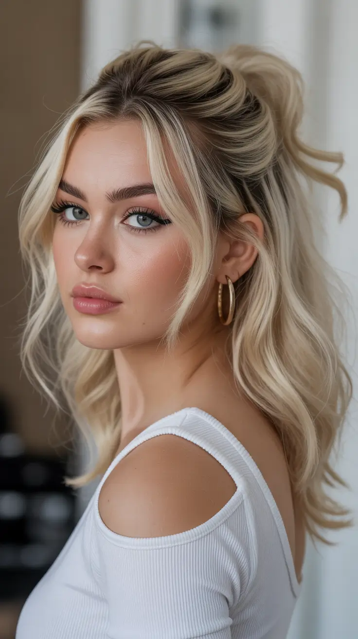 christmas hairstyles Golden Hour Half-Up Waves
