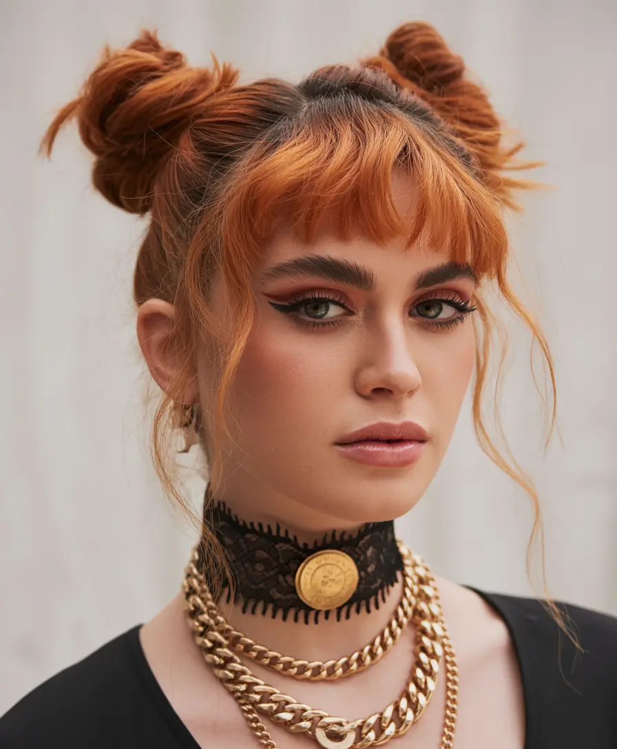 christmas hairstyles Fiery Space Buns Charm