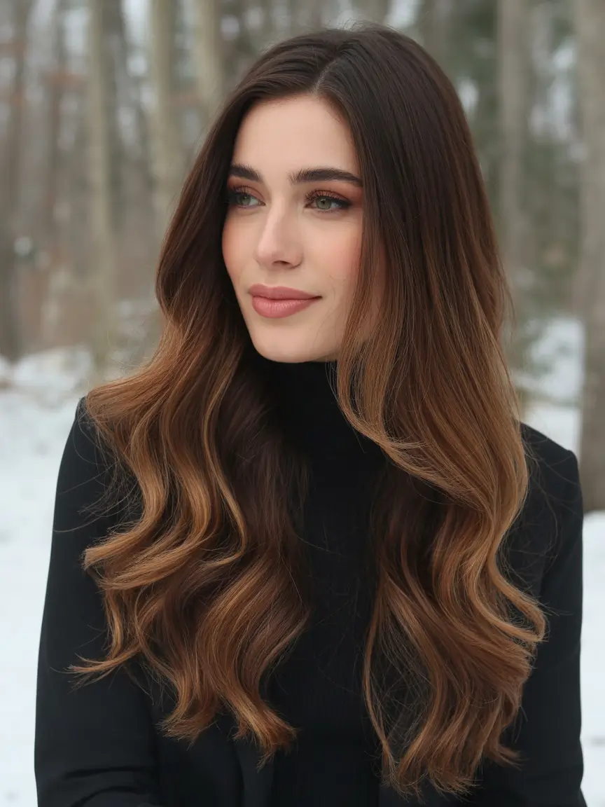 christmas hairstyles Cinnamon Balayage Glow