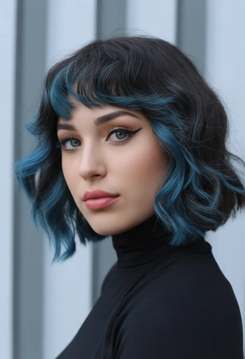 christmas hairstyles Midnight Blue Bob