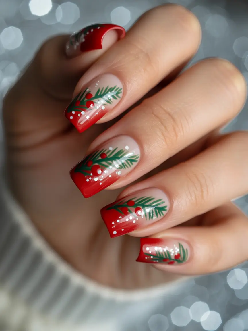 christmas nail art Crimson Pine Perfection