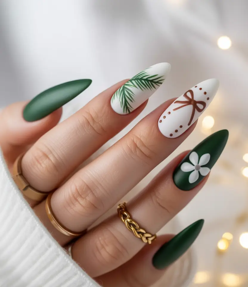christmas nail art Nordic Pine Simplicity