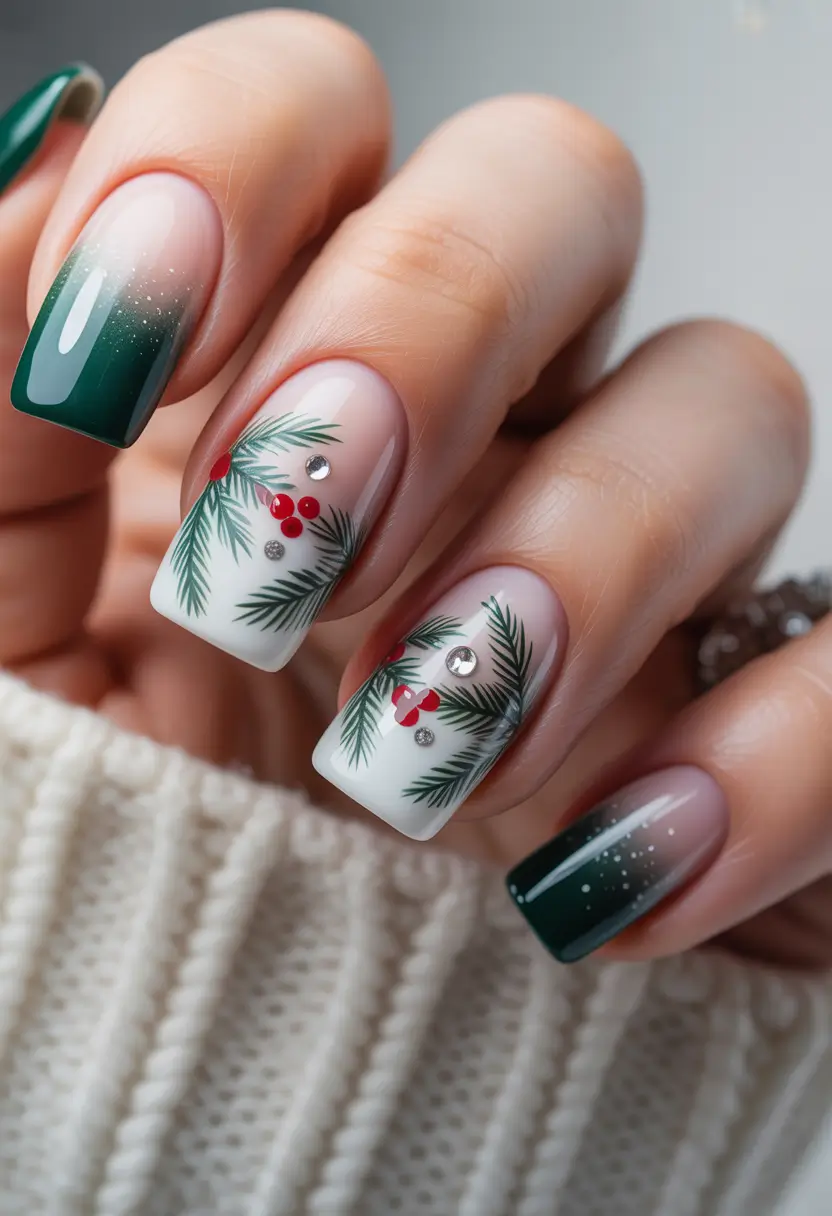 christmas nail art Evergreen Elegance