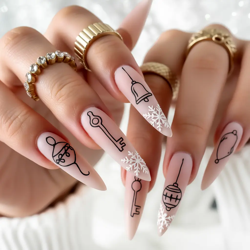 christmas nail art Elegant Ornament Minimalism