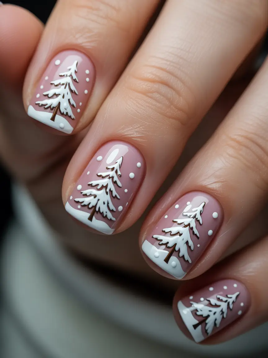 christmas nail art Winter Pines Simplicity