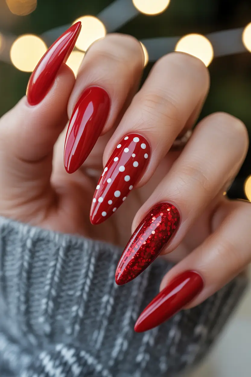 christmas nail color ideas 2025 Classic Crimson Magic