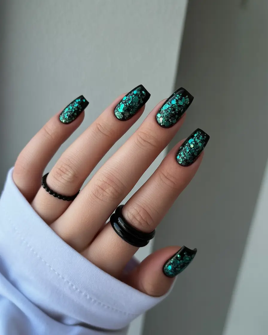 christmas nail color ideas 2025 Emerald Spark Dream