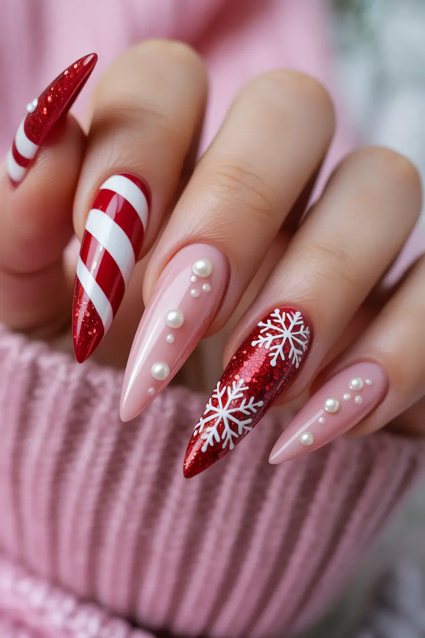 christmas-nail-design-Candy-Cane-Sparkle