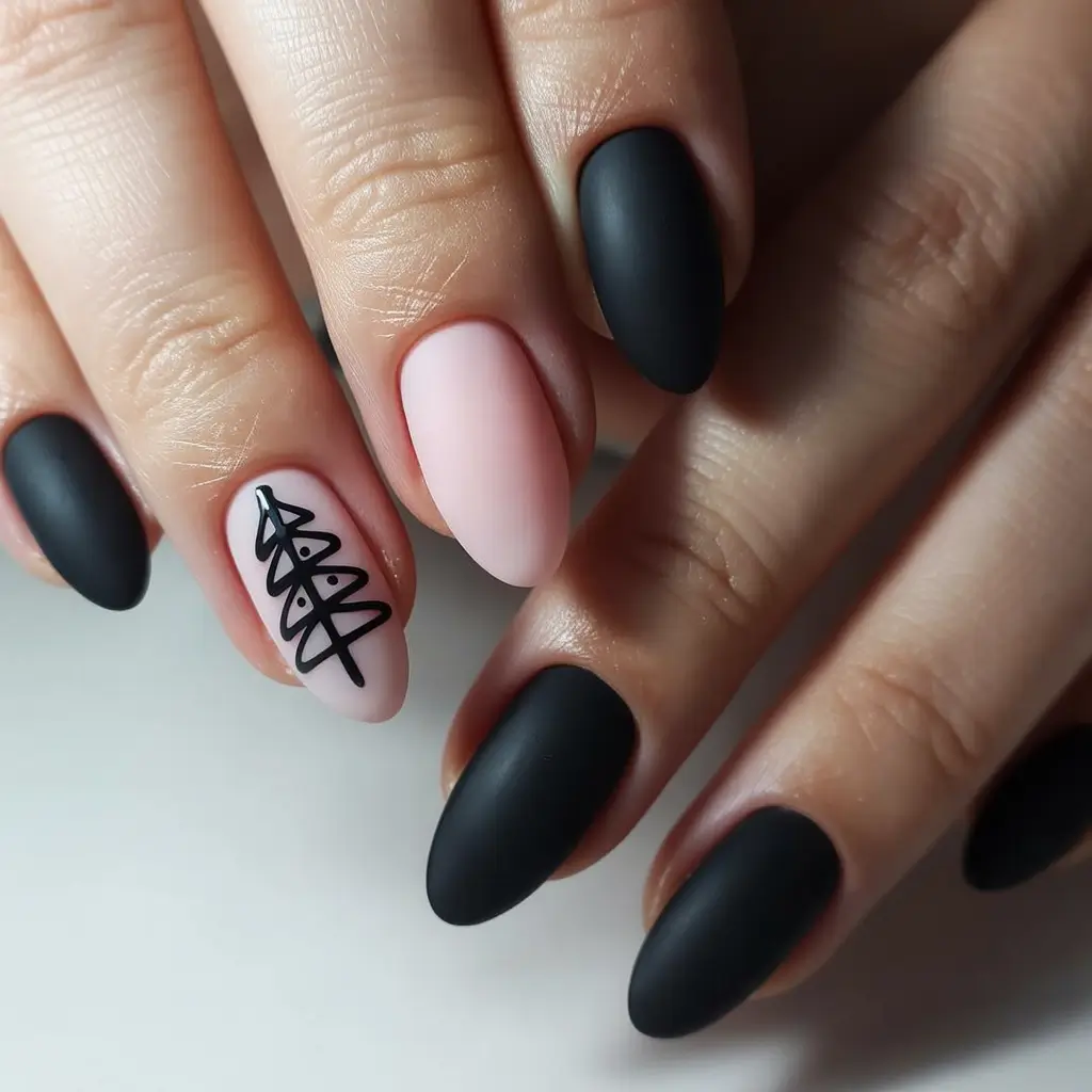 christmas-nail-design-Matte-Minimalist-Christmas