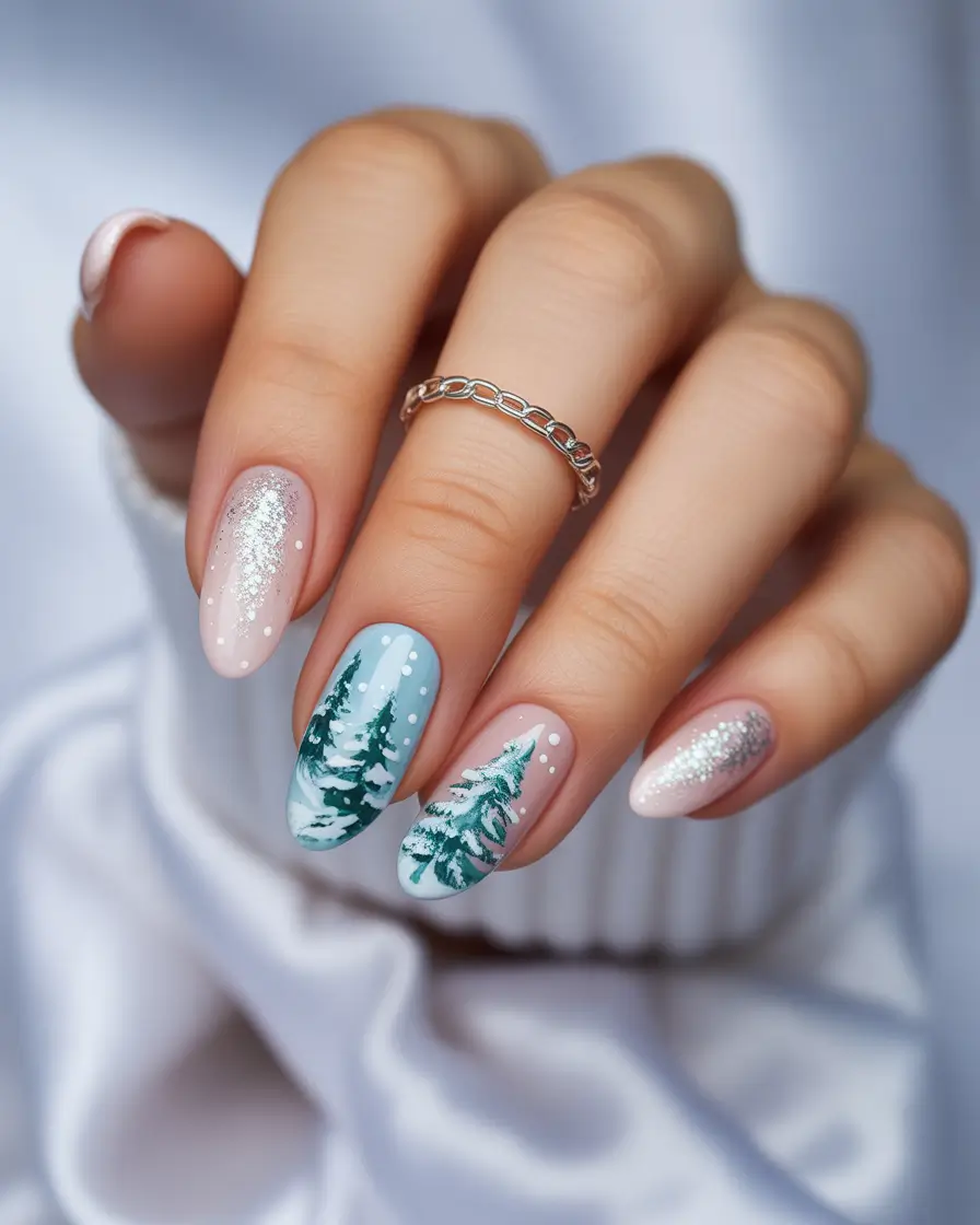 christmas-nail-design-Snowy-Evergreen-Serenity