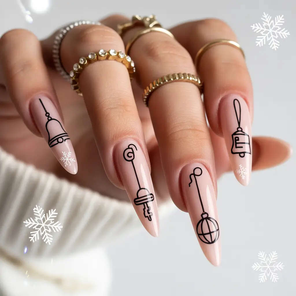 christmas-nail-design-Minimal-Christmas-Bells