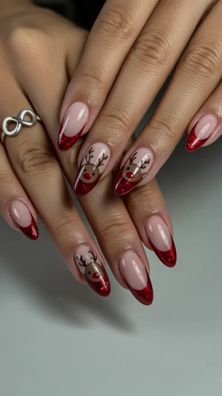 christmas-nail-design-Rudolphs-French-Twist